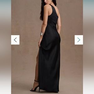 BHLDN Dylan One-Shoulder Satin Side-Slit Gown